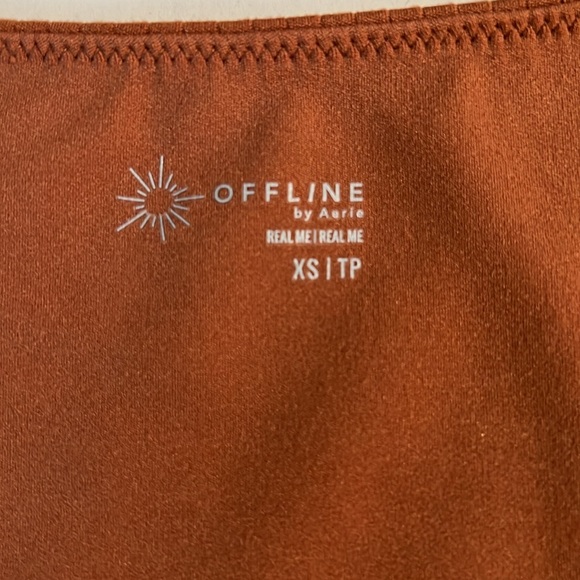 Offline women's XS Burnt Orange, ribbed, long-sleeve crop top w/ square neckline - Picture 3 of 7